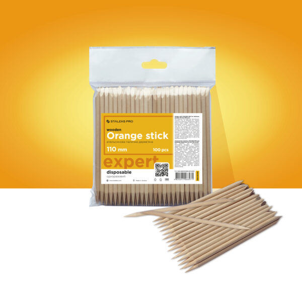 Orange stick STALEKS PRO for manicure, wooden 110 mm (100 pcs)