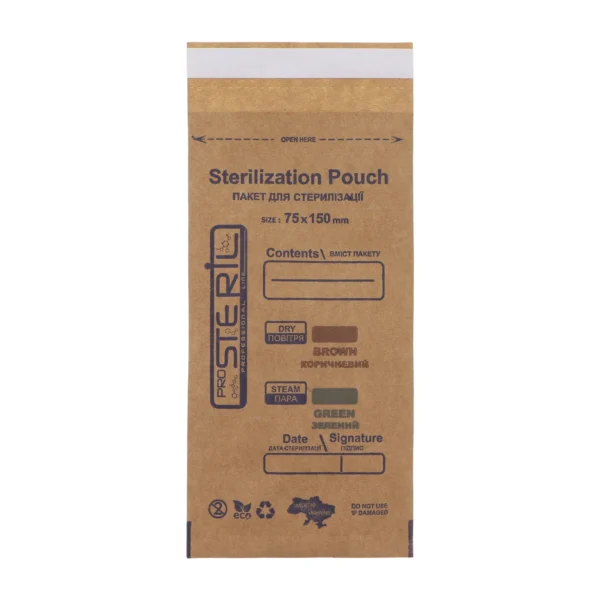 Sterilization pouches 75×150 mm brown Kraft paper 100 pcs